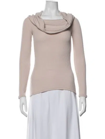Pre-owned Enza Costa Cowl Neck Long Sleeve Top In Pink