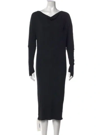 Pre-owned Enza Costa Cowl Neck Midi Length Dress In Blue