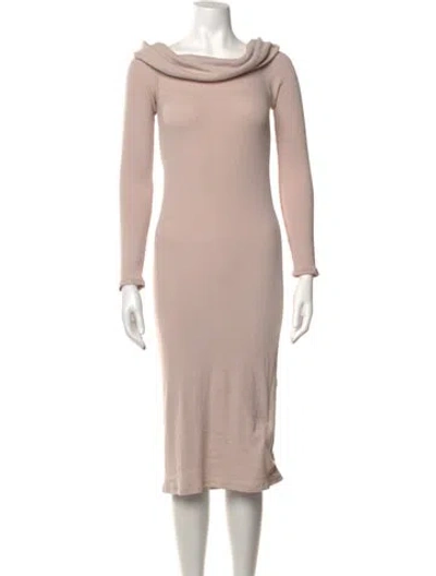 Pre-owned Enza Costa Cowl Neck Midi Length Dress In Pink