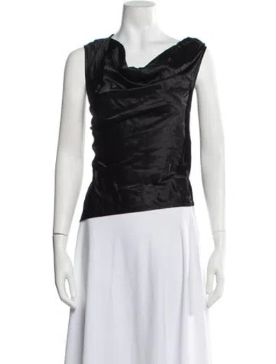 Pre-owned Enza Costa Cowl Neck Sleeveless Top In Black