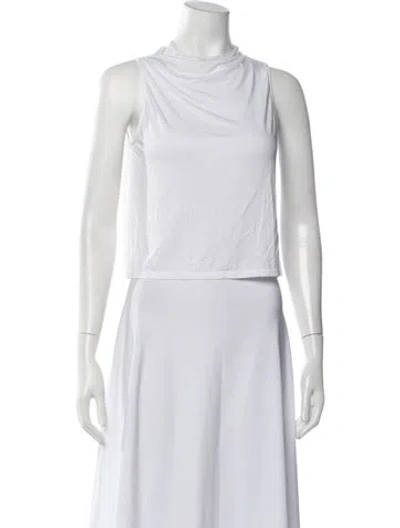 Pre-owned Enza Costa Cowl Neck Sleeveless Top In White