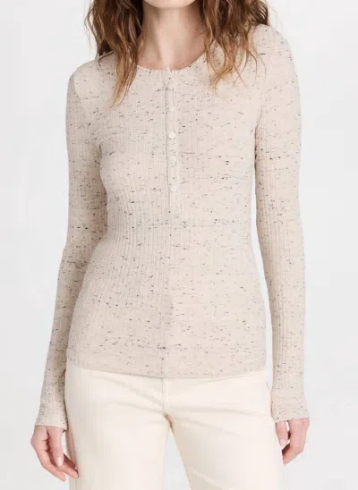 Enza Costa Crew Henley Top In Natural In Beige