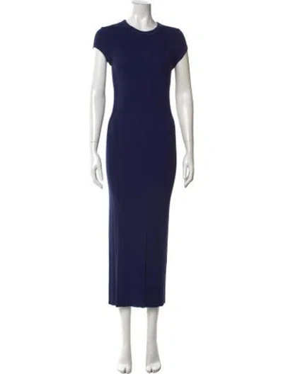 Pre-owned Enza Costa Crew Neck Long Dress In Blue