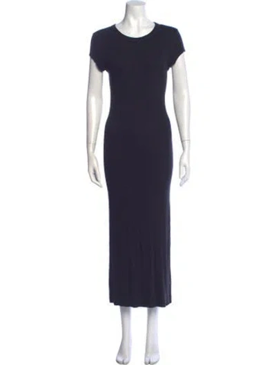 Pre-owned Enza Costa Crew Neck Long Dress In Blue