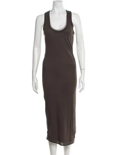 Pre-owned Enza Costa Crew Neck Long Dress In Brown