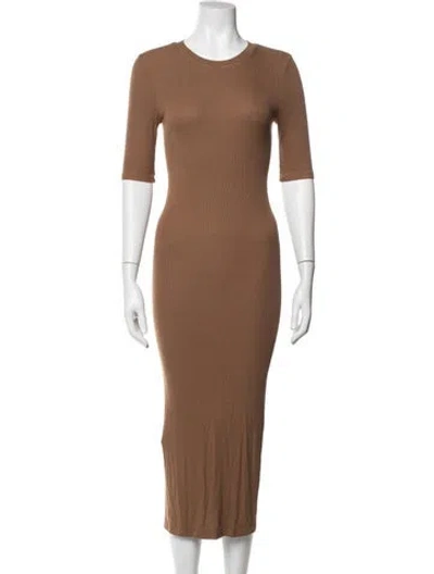 Pre-owned Enza Costa Crew Neck Long Dress In Brown
