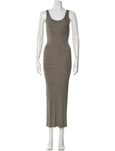Pre-owned Enza Costa Crew Neck Long Dress In Green