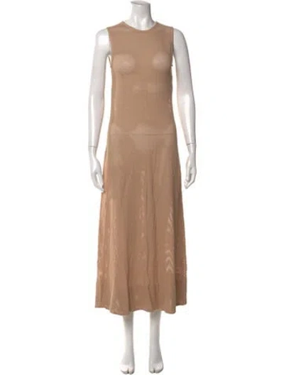Pre-owned Enza Costa Crew Neck Long Dress In Neutral