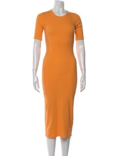 Pre-owned Enza Costa Crew Neck Long Dress In Orange
