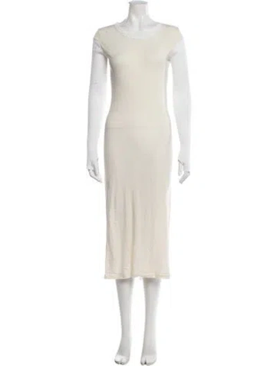 Pre-owned Enza Costa Crew Neck Long Dress In White