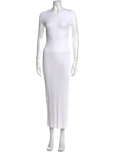 Pre-owned Enza Costa Crew Neck Long Dress In White