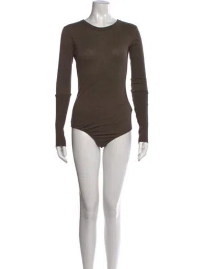 Pre-owned Enza Costa Crew Neck Long Sleeve Bodysuit In Brown