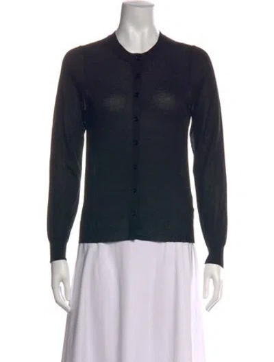 Pre-owned Enza Costa Crew Neck Long Sleeve Button-up Top W/ Tags In Black