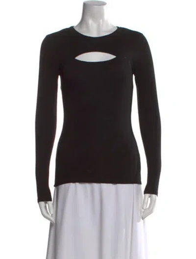 Pre-owned Enza Costa Crew Neck Long Sleeve Top In Black