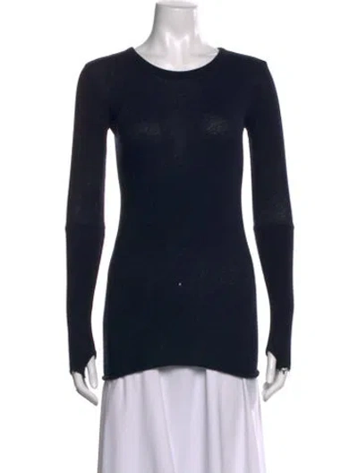 Pre-owned Enza Costa Crew Neck Long Sleeve Top In Black