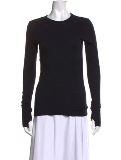 Pre-owned Enza Costa Crew Neck Long Sleeve Top In Black