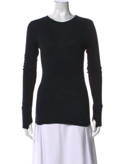 Pre-owned Enza Costa Crew Neck Long Sleeve Top In Black