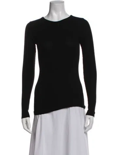 Pre-owned Enza Costa Crew Neck Long Sleeve Top In Black