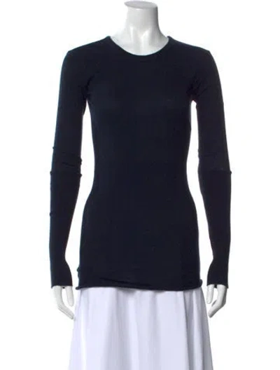 Pre-owned Enza Costa Crew Neck Long Sleeve Top In Blue