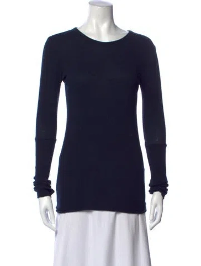 Pre-owned Enza Costa Crew Neck Long Sleeve Top In Blue