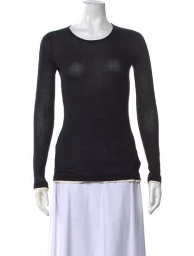Pre-owned Enza Costa Crew Neck Long Sleeve Top In Blue