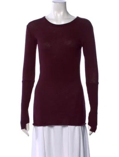 Pre-owned Enza Costa Crew Neck Long Sleeve Top In Burgundy