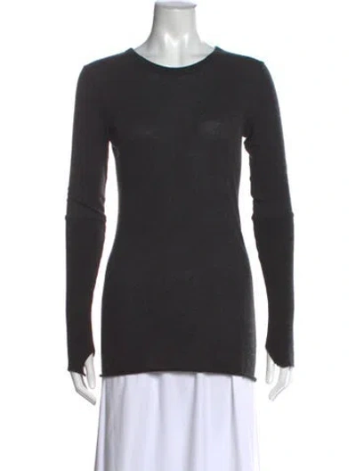 Pre-owned Enza Costa Crew Neck Long Sleeve Top In Gray