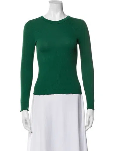 Pre-owned Enza Costa Crew Neck Long Sleeve Top In Green
