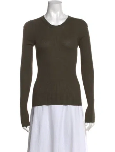 Pre-owned Enza Costa Crew Neck Long Sleeve Top In Green