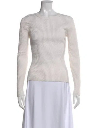 Pre-owned Enza Costa Crew Neck Long Sleeve Top In Neutral