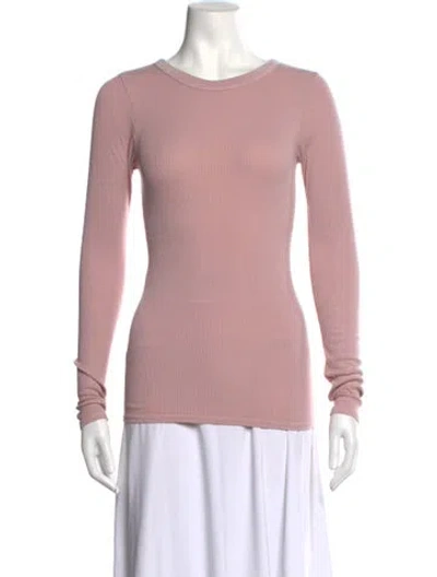Pre-owned Enza Costa Crew Neck Long Sleeve Top In Pink
