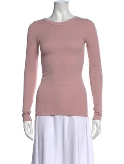 Pre-owned Enza Costa Crew Neck Long Sleeve Top In Pink