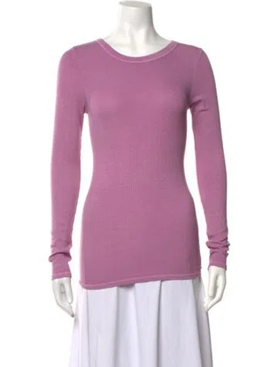 Pre-owned Enza Costa Crew Neck Long Sleeve Top In Purple