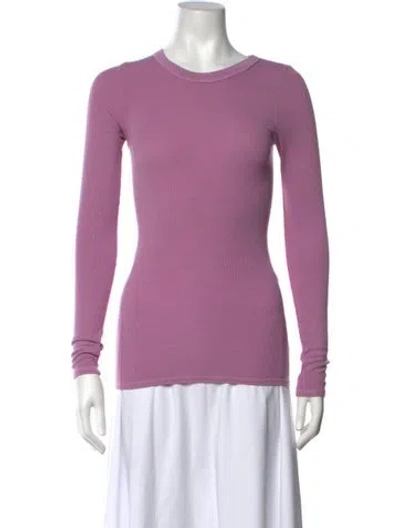 Pre-owned Enza Costa Crew Neck Long Sleeve Top In Purple