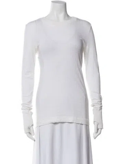 Pre-owned Enza Costa Crew Neck Long Sleeve Top In White