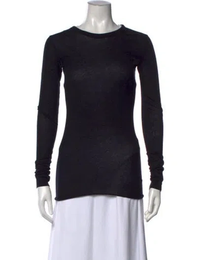 Pre-owned Enza Costa Crew Neck Long Sleeve T-shirt In Black
