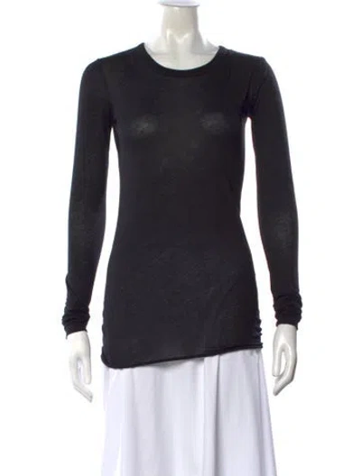 Pre-owned Enza Costa Crew Neck Long Sleeve T-shirt In Blue
