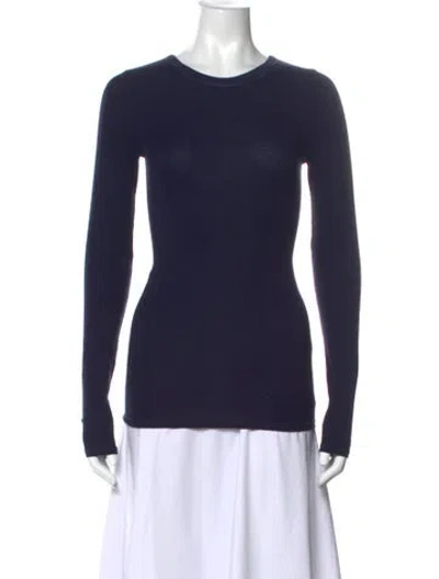 Pre-owned Enza Costa Crew Neck Long Sleeve T-shirt In Blue