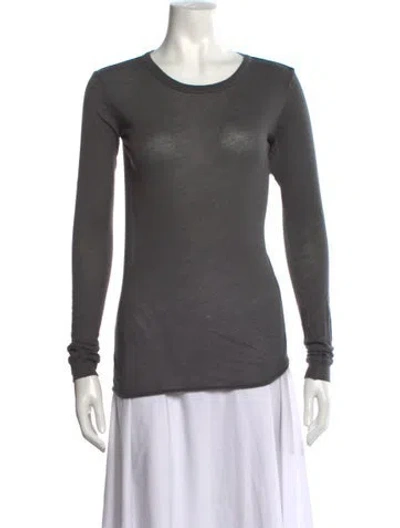 Pre-owned Enza Costa Crew Neck Long Sleeve T-shirt In Grey