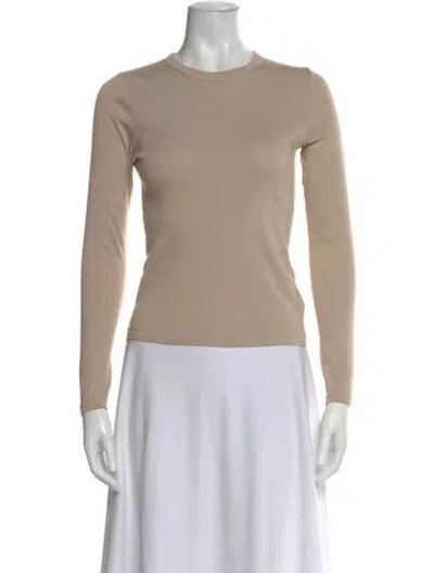 Pre-owned Enza Costa Crew Neck Long Sleeve T-shirt In Neutral