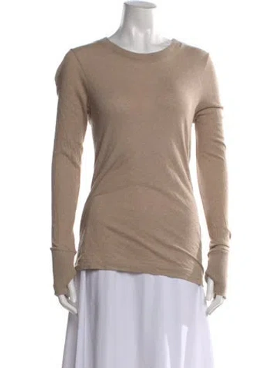 Pre-owned Enza Costa Crew Neck Long Sleeve T-shirt In Neutral
