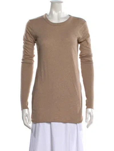 Pre-owned Enza Costa Crew Neck Long Sleeve T-shirt In Neutral