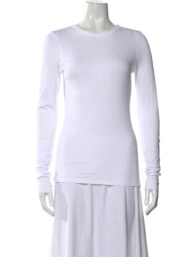 Pre-owned Enza Costa Crew Neck Long Sleeve T-shirt In White