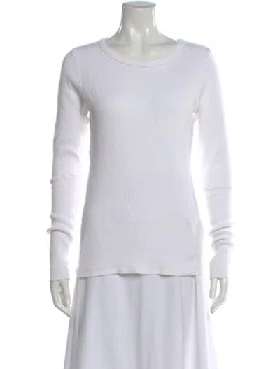 Pre-owned Enza Costa Crew Neck Long Sleeve T-shirt In White