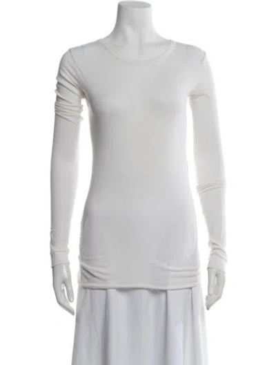 Pre-owned Enza Costa Crew Neck Long Sleeve T-shirt In White