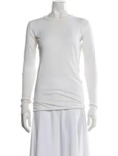 Pre-owned Enza Costa Crew Neck Long Sleeve T-shirt In White