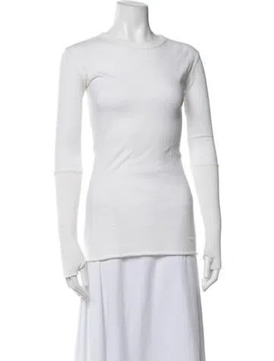 Pre-owned Enza Costa Crew Neck Long Sleeve T-shirt In White