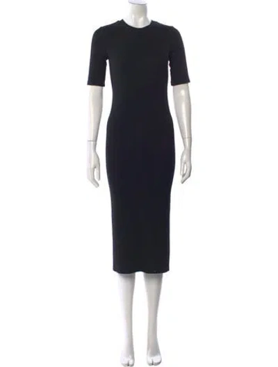 Pre-owned Enza Costa Crew Neck Midi Length Dress In Black