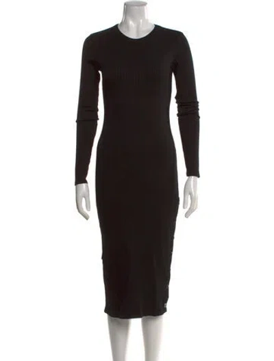 Pre-owned Enza Costa Crew Neck Midi Length Dress In Black
