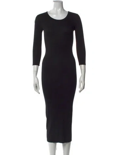 Pre-owned Enza Costa Crew Neck Midi Length Dress In Black